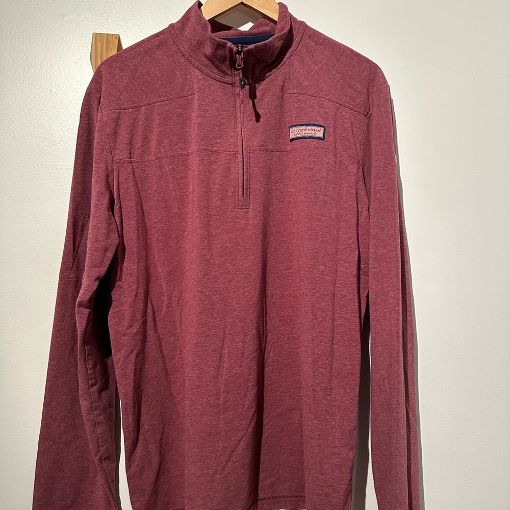 Vineyard Vines Maroon Cotton Shep Shirt 1/4 zip (Oak Hill Country Club)- Size L
